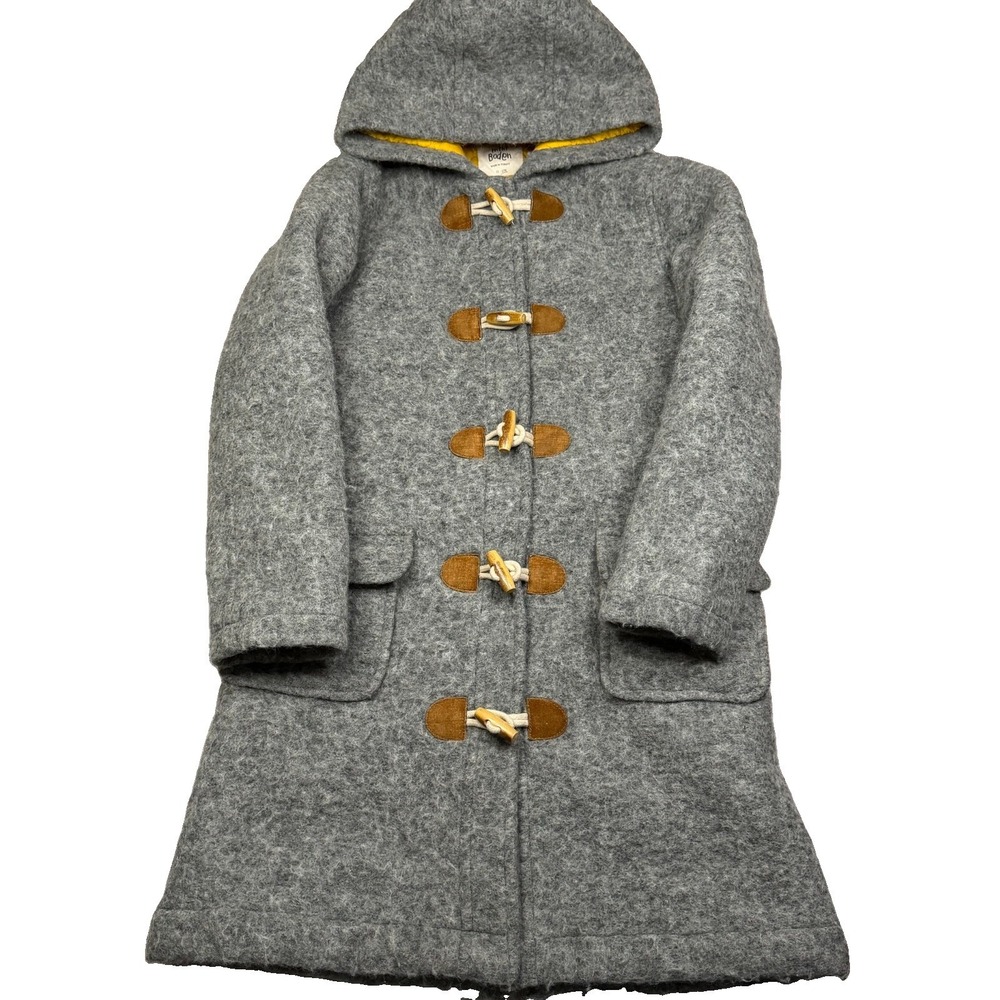 Mini Boden Coat 11-12 Y Youth Gray Toggle Pockets Longline Wool Blend Jacket